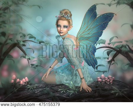 3d Computer Graphics Of A Fairy With Wings  (not Ai Generated)