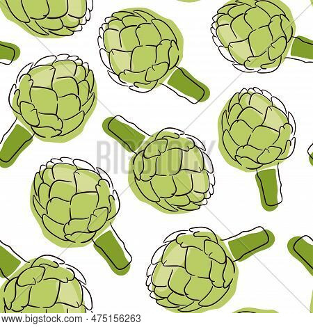 Artichoke Vector Seamless Pattern. Beautiful Design Elements, Perfect For Prints And Patterns.
