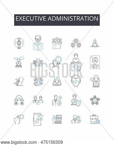 Executive Administration Line Icons Collection. Management Leadership, Corporate Ownership, Professi