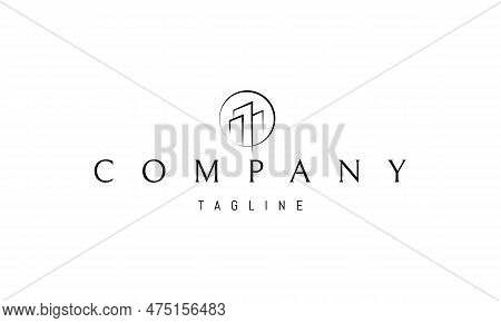 Vector Logo On Which An Abstract Image Of Three Skyscrapers Standing Edgewise.