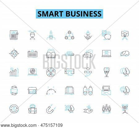Smart Business Linear Icons Set. Innovation, Efficiency, Strategy, Technology, Data, Insight, Agilit