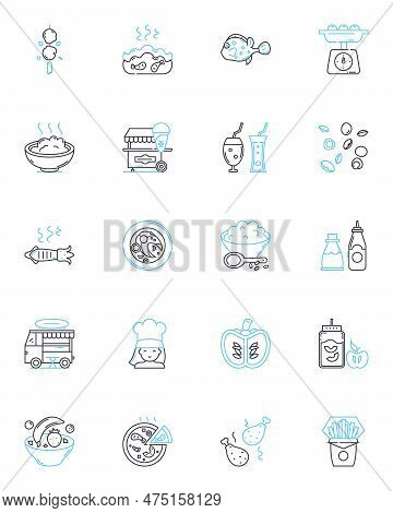 Nutrition Industry Linear Icons Set. Nutrients, Metabolism, Micronutrients, Macronutrients, Suppleme