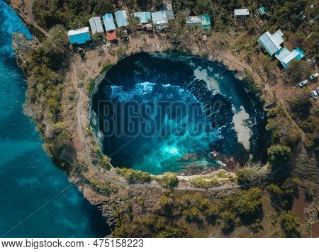 Aerial Drone View Of The Broken Beach, Nusa Penida, Bali. View From Above, Stunning Broken Beach Loc