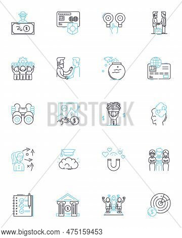 Key Indicators Linear Icons Set. Metrics, Analytics, Forecasting, Performance, Trends, Benchmarking,