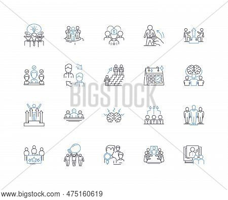 Cohorts Line Icons Collection. Alliance, Collaboration, Community, Connection, Cooperative, Group, P