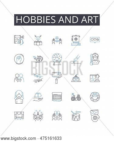 Hobbies And Art Line Icons Collection. Interests, Pastimes, Leisure Activities, Spare-time Pursuits,