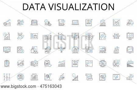 Data Visualization Line Icons Collection. Targeting, Banners, Clicks, Conversion, Impressions, Text,