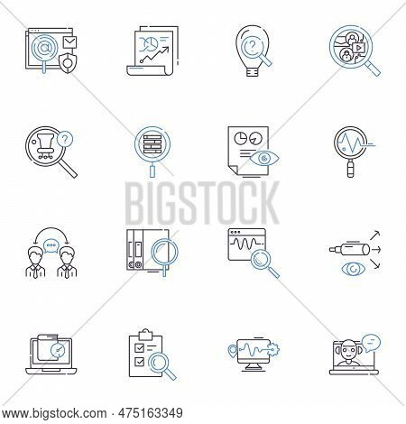 Diagnosis Line Icons Collection. Symptom- Testing- Analysis- Condition- Examination- Evaluation- Dia