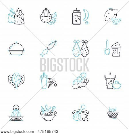 Repast Linear Icons Set. Food, Meal, Dinner, Lunch, Brunch, Breakfast, Cuisine Line Vector And Conce
