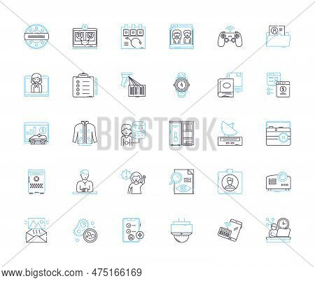 Copier Linear Icons Set. Photocopy , Print , Scanner , Duplex , Automatic , Black , White Line Vecto