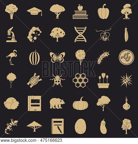 Microbiology Icons Set. Simple Set Of 36 Microbiology Icons For Web For Any Design