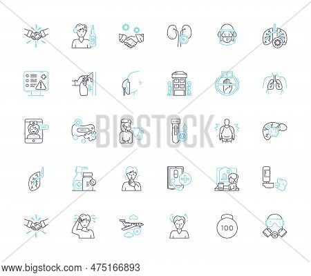 Malware Prevention Linear Icons Set. Firewall, Antivirus, Encryption, Patching, Detection, Sandbox, 