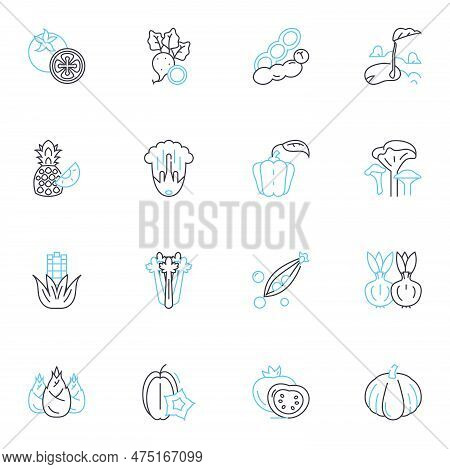 Food Mart Linear Icons Set. Groceries, Produce, Meat, Dairy, Snacks, Beverages, Bakery Line Vector A