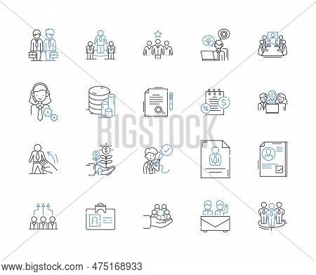 Administrative Assistants Line Icons Collection. Scheduling, Organizing, Communication, Multitasking