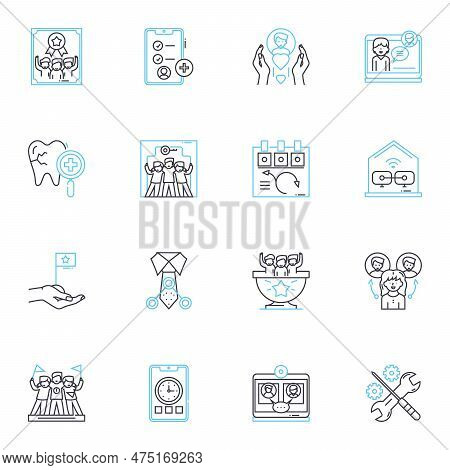 Human Factors Linear Icons Set. Ergonomics, Psychology, Anthropometry, Perception, Attention, Memory