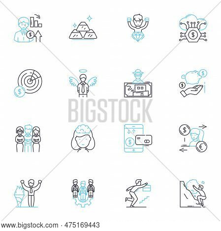 Productivity Metrics Linear Icons Set. Efficiency, Outputs, Metrics, Results, Performance, Kpis, Goa