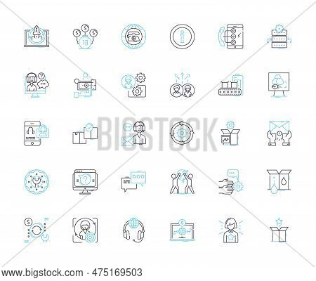 Patron Advocacy Linear Icons Set. Support, Representation, Protection, Empowerment, Justice, Assista
