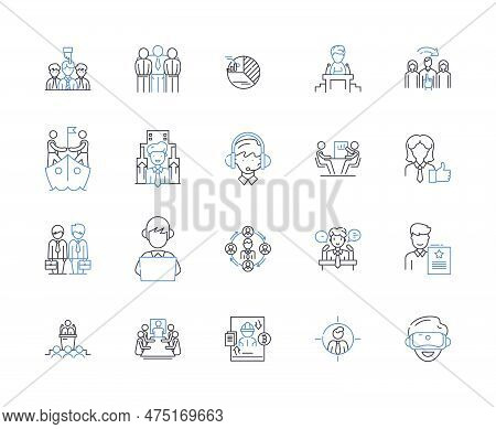 Administrative Work Line Icons Collection. Organization, Scheduling, Multitasking, Communication, Pl
