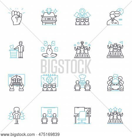 Business Efficiency Linear Icons Set. Streamlining, Optimization, Productivity, Automation, Cost-cut