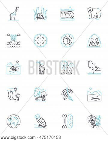 Wildlife Linear Icons Set. Habitat, Conservation, Endangered, Biodiversity, Adaptation, Migration, P