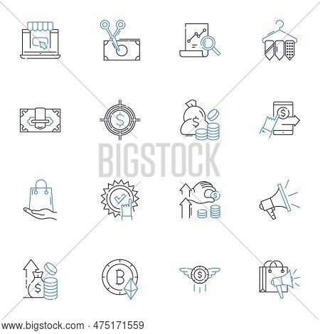 Department Store And Stipend Line Icons Collection. Shopping, Clothing, Accessories, Furniture, Hous
