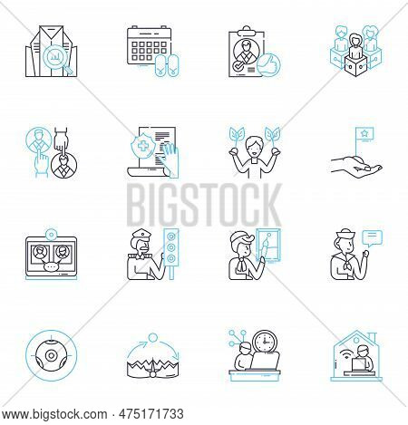 Job Advancement Linear Icons Set. Promotion, Progression, Advancement, Development, Growth, Success,