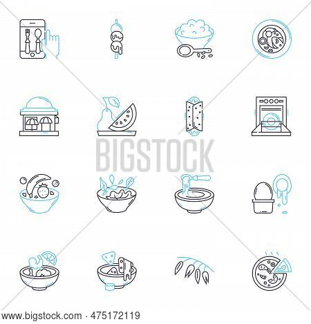 Nutrition Industry Linear Icons Set. Nutrients, Metabolism, Micronutrients, Macronutrients, Suppleme