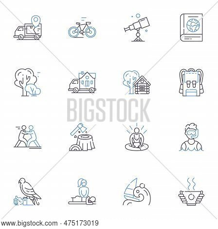 Delightful Hobbies Line Icons Collection. Gardening, Painting, Jewelry-making, Cooking, Sewing, Knit