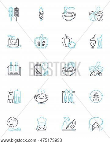 Restaurant Cuisine Linear Icons Set. Italian, Chinese, Mexican, French, Indian, Mediterranean, Thai 