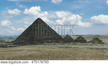 Cairo, Giza - Egypt - March 17, 2023: The Pyramid Of Mycerinus (menkaure) In Giza Plateau Near Cairo
