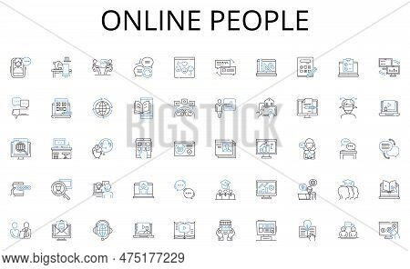 Online People Line Icons Collection. Investment, Banking, Stocks, Loans, Trading, Accounting, Credit