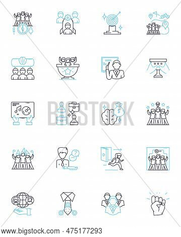 Staff Development Linear Icons Set. Training, Growth, Improvement, Learning, Development, Enrichment