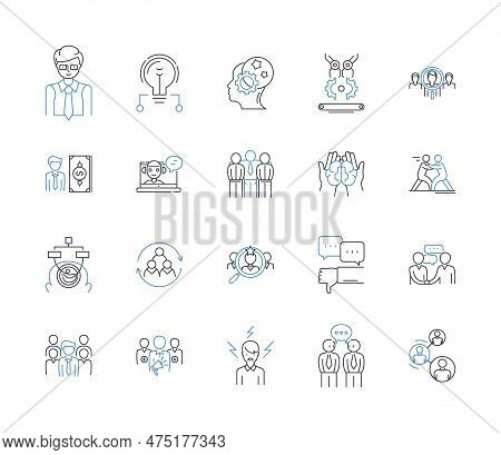 Workers Testing Line Icons Collection. Assessments, Trials, Experiments, Diagnosis, Inspections, Eva