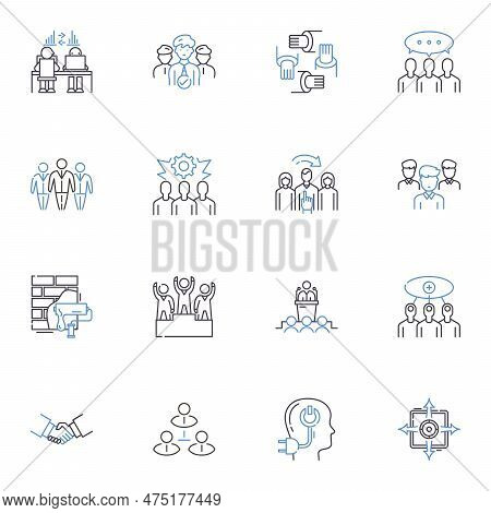 Group Synergy Line Icons Collection. Collaboration, Cooperation, Coordination, Harmony, Unity, Integ