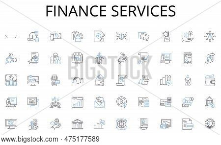 Finance Services Line Icons Collection. Hammer, Wrench, Screwdriver, Pliers, Saw, Drill, Tape Vector