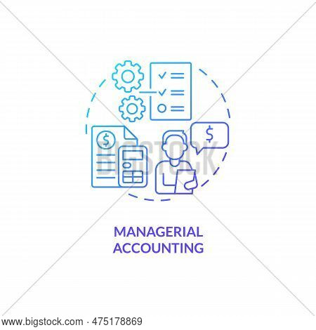 Managerial Accounting Blue Gradient Concept Icon. Business Decision Making. Financial Performance Ab