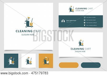 Cleaning Cart Logo Design With Editable Slogan. Branding Book And Business Card Template.