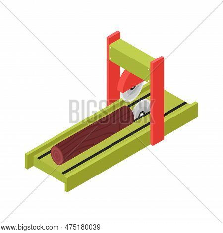 Saw Frame With Wooden Log Isometric Icon 3d Vector Illustration