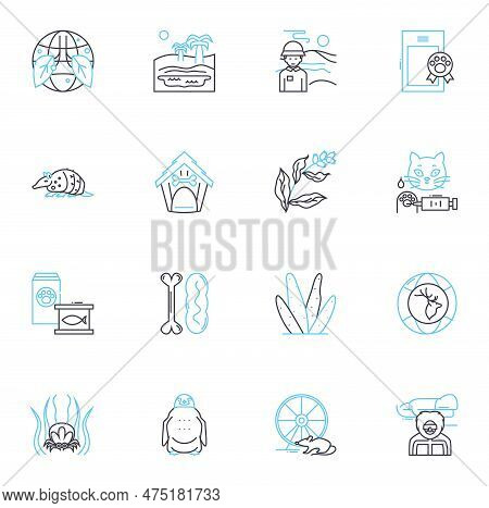 Charming Critters Linear Icons Set. Cutesy, Charming, Endearing, Cheeky, Quirky, Lively, Playful Lin