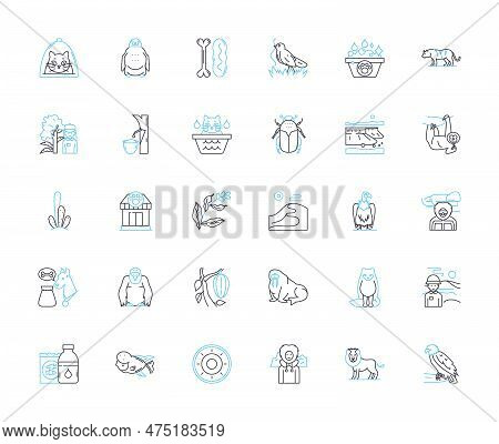 Charming Critters Linear Icons Set. Cutesy, Charming, Endearing, Cheeky, Quirky, Lively, Playful Lin