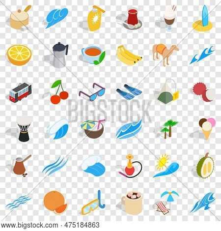 Ankara Icons Set. Isometric Style Of 36 Ankara Icons For Web For Any Design
