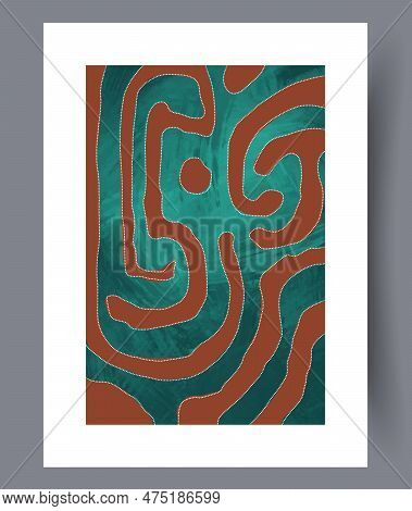 Abstract Elements Tortuous Fantasy Wall Art Print. Contemporary Decorative Background With Fantasy. 