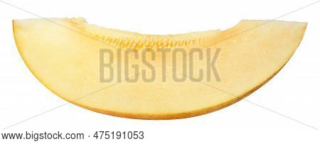 Isolated Melon. Slice Of Melon Fruit Isolated On White Background With Clipping Path