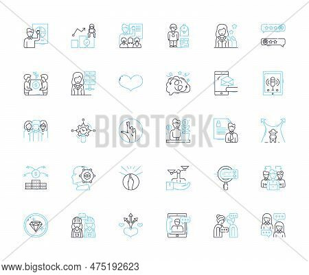 Allied Parties Linear Icons Set. Unity, Collaboration, Coalition, Partnership, Friendship, Synergy, 