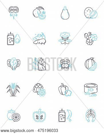 Zero Waste Linear Icons Set. Sustainability, Recycling, Composting, Reusable, Minimalism, Consumptio