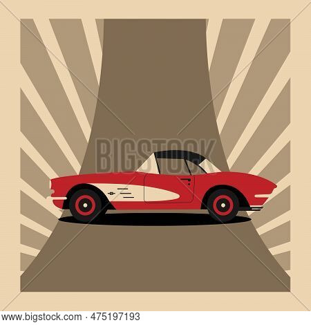 Retro Car. Old Car In Vintage Style.