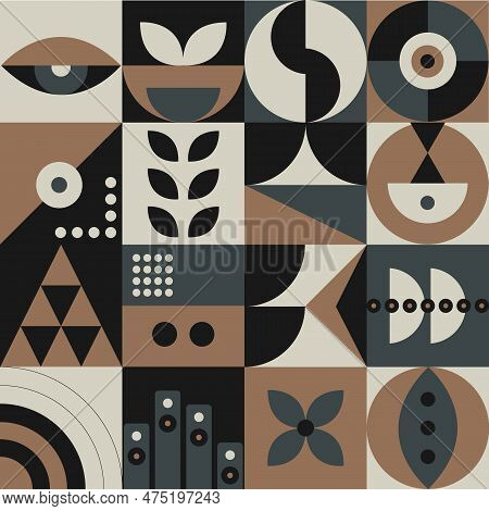 Abstract Geometric Pattern Design In Retro Style.