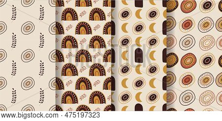 Aesthetic Patterns. Boho Patterns. Set Of Seamless Patterns.