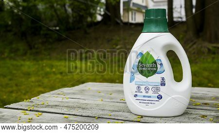 Norwalk, Ct, Usa -   April 22, 2023: Seventh Generation Plant Based Laundry Detergent On Table Outsi