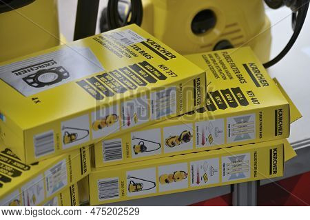 Kaunas, Lithuania - March 30, 2023: Karcher Filter Bags Set For Sale At International Agricultural S